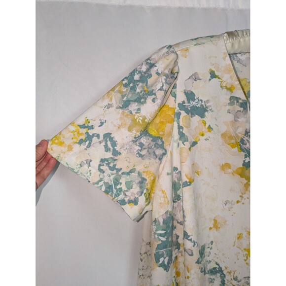 A New Day Dress XXL Women's Cream Floral Ruffle Hem Short Sleeve Shift Relaxed - Picture 3 of 7